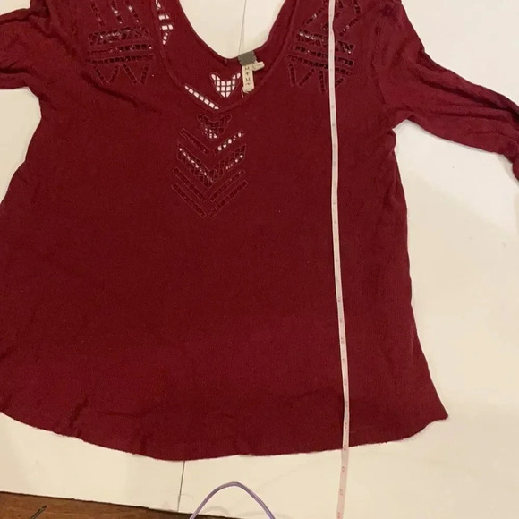 Free People waffle weave Long sleeved top Maroon Size M Casual Comfy - Picture 6 of 10